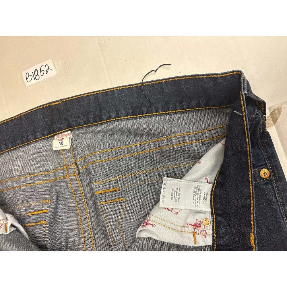True Religion Ricky Straight‎ Dark Wash Blue Denim Jeans Mens 40x31 Horseshoe